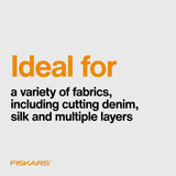 Fiskars All-Purpose Left-Handed Scissors - Ergonomically Contoured - 8" Stainless Steel - Paper and Fabric Scissors for Office, Arts, and Crafts - Red