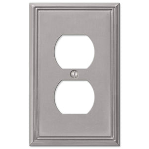 Amerelle 77DBN Metro Line Wallplate, 1 Duplex Outlet, Cast Metal, Brushed Nickel, 1-Pack, Double Toggle
