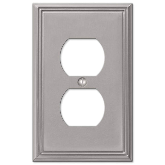 Amerelle 77DBN Metro Line Wallplate, 1 Duplex Outlet, Cast Metal, Brushed Nickel, 1-Pack, Double Toggle