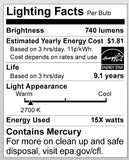 Satco S8221 Transitional Light Bulb in White finish, 4.44 inches, 15-Watt GU24 base, 2700K soft white bulb, Energy Star rated