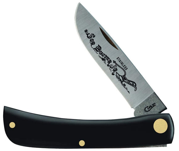 CASE XX WR Pocket Knife Sod Buster Junior Jet Black Synthetic Item #095 - (2137 SS) - Length Closed: 3 5/8 Inches