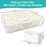 Eggssentials Snack Box Container & Divided Serving Tray with Lid for Traveling, Tailgating, Picnic & Party – Portable Snackle box for Fruit, Candy, Salad, Spices, Dry Fruits & Snacks - White