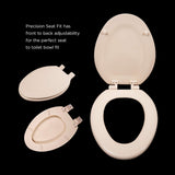 Highcraft B2TSWE Elongated Molded Wood Toilet Seat Easy Remove ? Adjustable Hinge, Bone