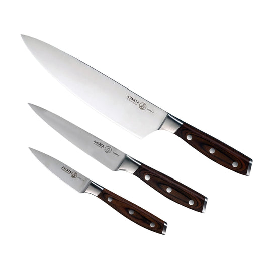 Messermeister Avanta 3-Piece Pakkawood Starter Set - German X50 Stainless Steel - Includes 8� Chef�s Knife, 6� Utility Knife & 3� Paring Knife
