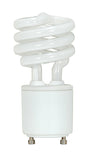 Satco S8202 11 Watt (40 Watt) 650 Lumens Mini Spiral CFL Soft White 2700K GU24 Base Light Bulb