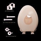 Highcraft B2TSWE Elongated Molded Wood Toilet Seat Easy Remove ? Adjustable Hinge, Bone