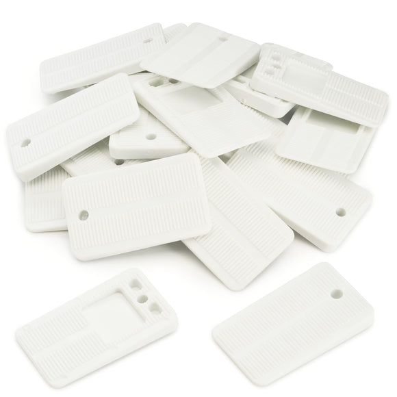 Qualihome Plastic Shims for Leveling - Flexible Plastic Shim - Strong Plastic Wedge Set - Nonslip Furniture Levelers - Multi-Purpose Plastic Wedges, Table Stabilizers, Toilet Shims – White, 20-Pack