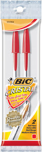 Bic Ball Pens Cristal Xtra Smooth, Red Ink 2 ea, Medium Point