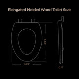 Highcraft B2TSWE Elongated Molded Wood Toilet Seat Easy Remove ? Adjustable Hinge, Bone