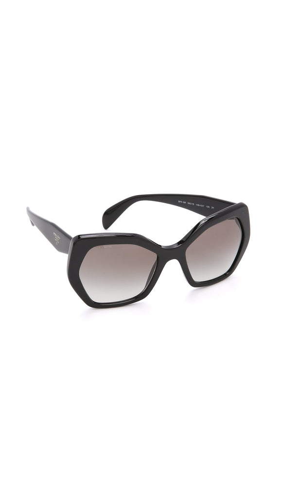 Prada Heritage PR 16RS 1AB0A7 Black Plastic Butterfly Sunglasses Grey Gradient Lens