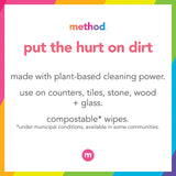 METHOD Pink Grapefruit All Purpose Cleaning Wipes, Multi-Surface, Compostable, 30 Count (Pack of 1)