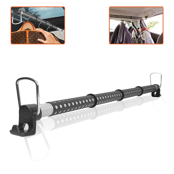 Trobo Car Clothes Hanger Bar, Heavy Duty Adjustable Telescopic Vehicle Clothing Rod, 35’’ to 56’’ Expandable and Retractable Travel Garment Hanging Rack for Car with Strong Metal & Solid Rubber Grips