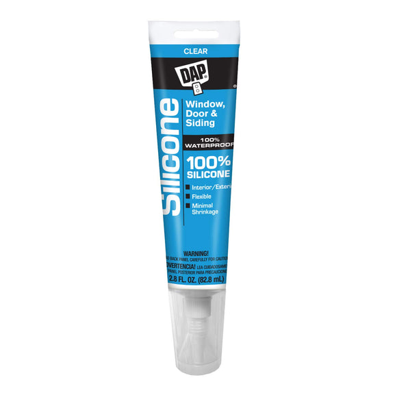 2.8 oz Dap 684 Clear 100% Silicone Window, Door, and Siding Sealant