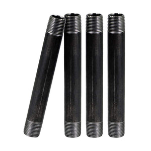 Supply Giant OQCM3411-4 3/4 Inch Black Three Quarter Inch Malleable Steel Pipes Nipples Fitting, Build DIY Vintage Furniture, 3/4" x 11" (Pack Of 4), 4 pack