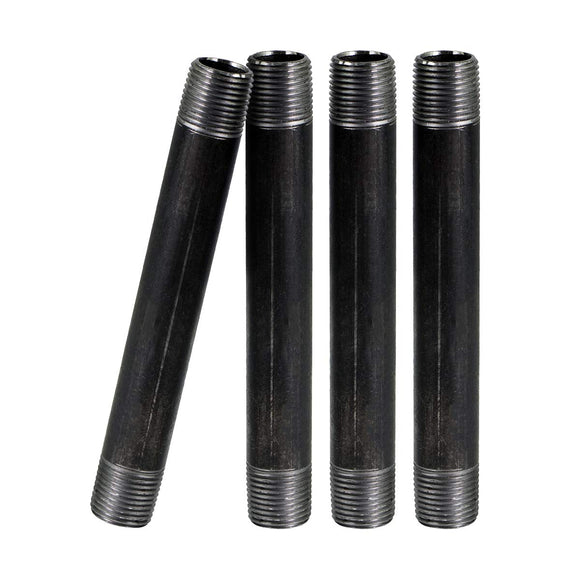 Supply Giant OQCM3411-4 3/4 Inch Black Three Quarter Inch Malleable Steel Pipes Nipples Fitting, Build DIY Vintage Furniture, 3/4