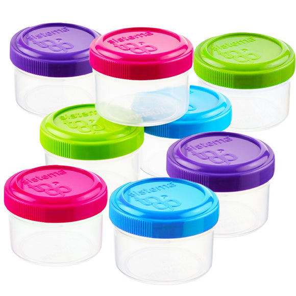 Sistema To Go Collection Dressing Food Storage Containers, 1.1 Ounce, Assorted Colors, Set of 8