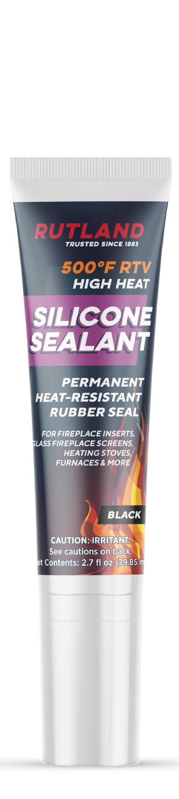 Rutland 500°F RTV High Heat Silicone, High Temperature Sealant, Black, 2.7 oz Tube