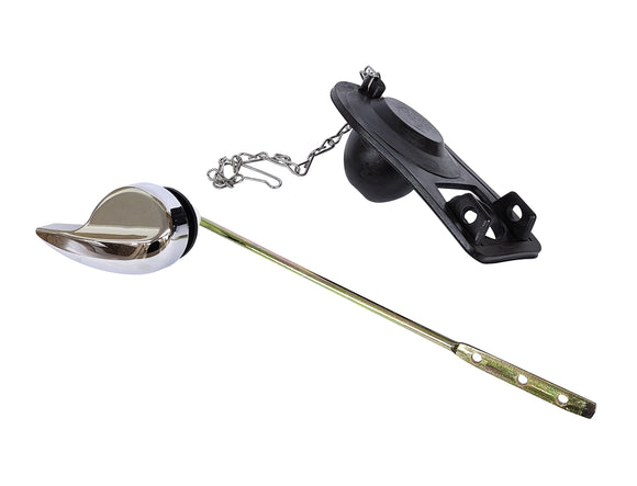 Front Mount Toilet Handle Replacement with 2 inch Universal Toilet Flapper Replacement and Chain, Chrome Polished