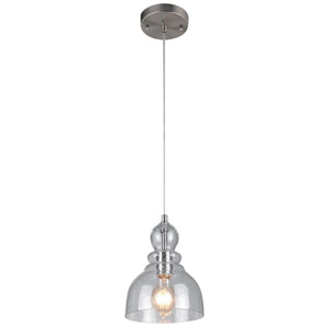 Westinghouse 6100700 One-Light Indoor Mini Pendant, Brushed Nickel Finish with Clear Seeded Glass
