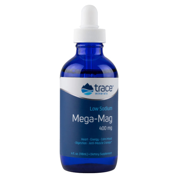 Trace Minerals | Mega-Mag 400 mg Liquid Magnesium Chloride | Supports Normal Heart Health, Calm Mood, Digestion, Sleep | Helps with Muscle Cramps | 30 Servings, 4 fl oz (1 Pack)