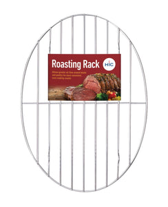 HIC Kitchen Oval Baking Broiling Roasting Racks, Chrome Plated Steel Wire