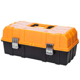 Torin 17-Inch Plastic Tool Box,3-Tiers Multi-Function Storage Portable Toolbox Organizer, Black/Orange ATRJH-3430T