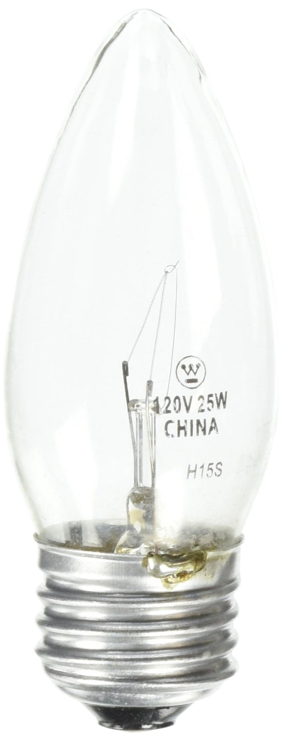 Westinghouse Lighting 0323100, 25 Watt, 120 Volt Clear Incand B11 Light Bulb, 1500 Hour 190 Lumen