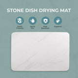 Stone Dish Drying Mat - White Drying Mat to Keep the Dishes Dry and Hygenic - Made up of Natural Diatomaceous Earth - Dish Drying Mats for Kitchen Counter.