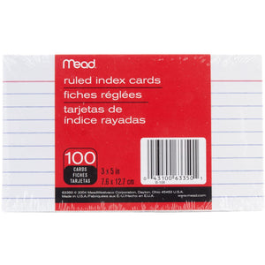 MeadWestvaco 63350 3" X 5" White Ruled Index Cards 100 Count