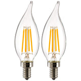 Sunlite CFC/LED/AQ/4W/E12/DIM/CL/27K 4W 120V LED Filament Antique Style Chandelier with Candelabra Base and 2700K 350 Lumen Dimmable Light Bulb (2-Pack), Warm White