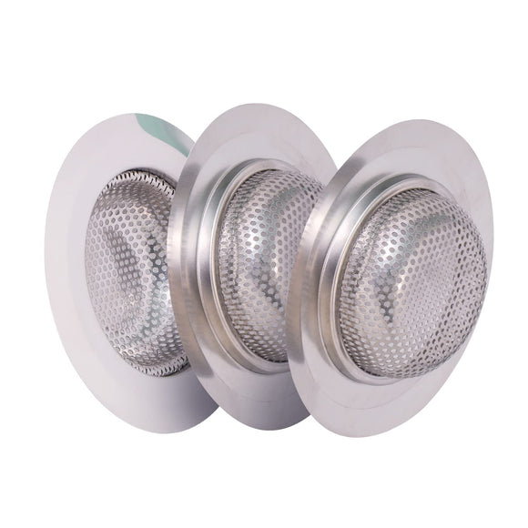 PlumBoss Kitchen Sink Strainer Basket - Rust Free Stainless Steel Sink Drain Strainer - 3 Pack Kitchen Drain Strainers 4.5 Inch Diameter