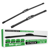 lebogner Wiper Blades 21 Inch + 19 Inch Pack of 2 All-Seasons Automotive Replacement Windshield Wiper Blades For My Car, Stable And Quiet Silicone Beam Blade Compatible With U/J Hook, Easy To Install