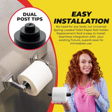 Qualihome Universal Plastic Spring Loaded Toilet Paper Roll Holder Replacement Rod (1, Black.)