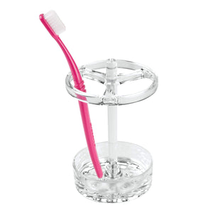 iDesign Holder for Normal to Large Toothbrushes, Spin Brushes, and Toothpaste The Eva Collection, 3.75" x 3.75" x 5.75", Clear