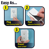 Ontel Presto Plug Outlet Extender for Relocating Unreachable Power Outlets, 4ft Cord, Sticks Easily on Wall, Provides Surge Protection, 2 AC Outlets, 2 USB Ports & Built-in Shelf