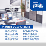 Brother Genuine Standard Yield Toner Cartridge, TN221C, Replacement Cyan Color Toner, Page Yield Up to 1,400 Pages, Amazon Dash Replenishment Cartridge, TN221