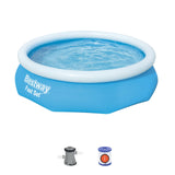 Bestway 57269E Fast Set Up 10ft x 30in Outdoor Round Inflatable Above Ground Swimming Pool Set with 330 GPH Filter Pump, Blue