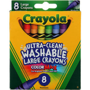 Washable Crayons, Large, 8 Colors/Box, Total 12 Boxes