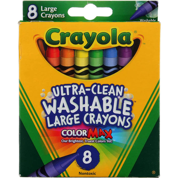 Washable Crayons, Large, 8 Colors/Box, Total 12 Boxes