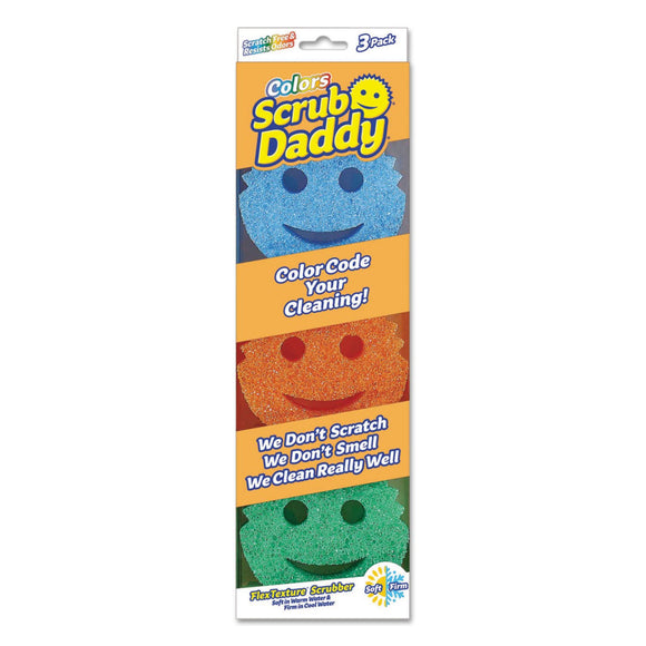 Scrub Daddy Color Sponge - Scratch-Free Multipurpose Dish Sponge Color Variety Pack - BPA Free & Made with Polymer Foam - Stain, Mold & Odor Resistant Kitchen Sponge (3 Count)