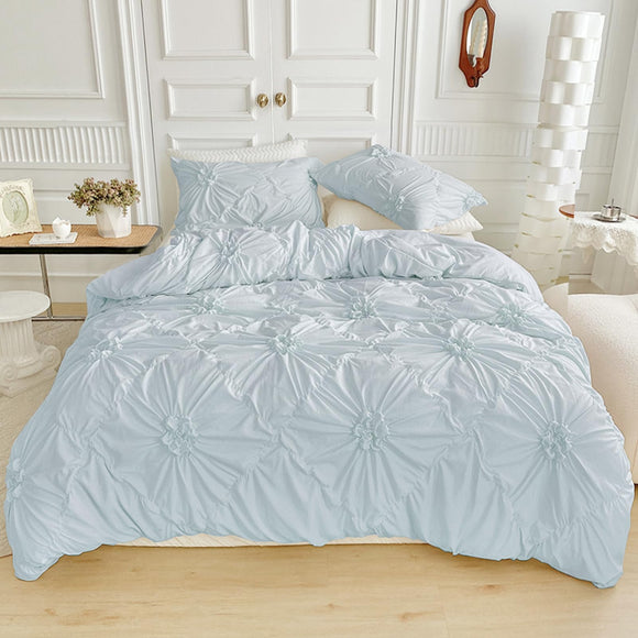 Rvciby Blue Flower Duvet Cover Twin Size,2PCS Soft Microfiber Bedding Set,Boho