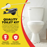 Qualihome Front Mount White Toilet Handle Replacement Kit with 2 Inch Universal