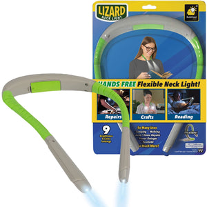 Lizard Light Alien Lizard Neck Light AS-SEEN-ON-TV Book Light for Reading in Bed, Bendable Portable Light, for Reading, Knitting, Camping and Repairing with Adjustable Brightness Levels, Green