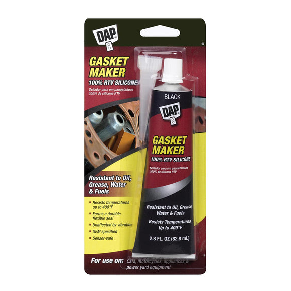 Dap 7079800754 Gasket 100% Rtv Silicone 2 Raw Building Material, 2.8 Oz, Black, 2 Ounces