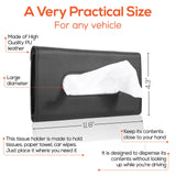 Trobo Car Tissue Holder for Sun Visor, Clip On Hanging Tissue Case for Backseat Or Car Door Pocket, PU Leather Car Visor Napkin Dispenser, Bonus Pack of Napkins Included, Mask Holder for Car, Black