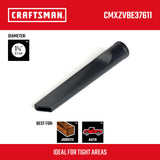 CRAFTSMAN CMXZVBE38611 1-1/4 in. Crevice Tool Wet Dry Vac Attachment, Industrial-Grade Shop Vacuum Accessory for Cleaning Tight Spaces, Fits 1-1/4 in. Hose Diameter