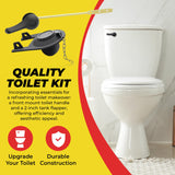Qualihome Front Mount Black Toilet Handle Replacement Kit with 2 Inch Universal Toilet Flapper Replacement Kit and Stainless Steel Toilet Flapper Chain