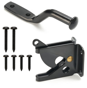 Self Locking Automatic Gravity Lever Fence Gate Latch, Steel, Black