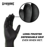 Gloveworks Black Disposable Nitrile Industrial Gloves, 5 Mil, Latex & Powder-Free, Food-Safe, Textured, XX-Large, Box of 100