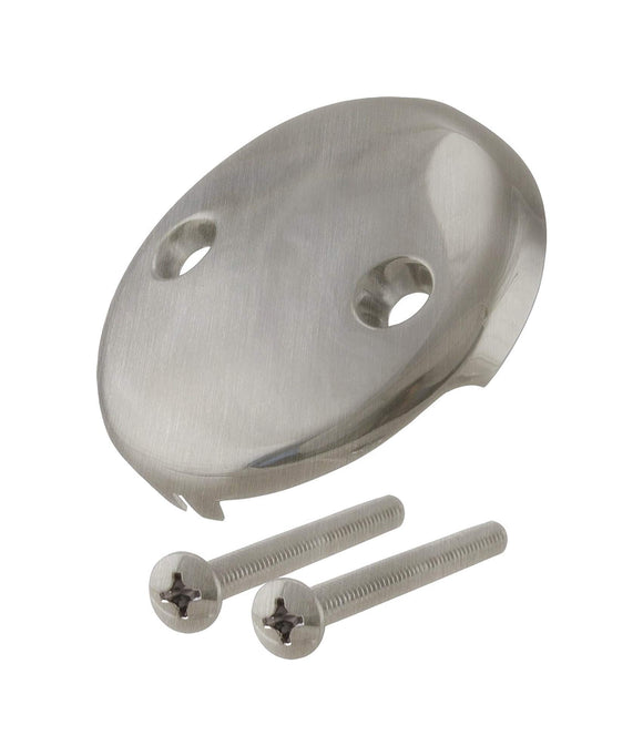 Universal Bathtub Drain Two Hole Overflow Face Plate Satin Nickel Finish